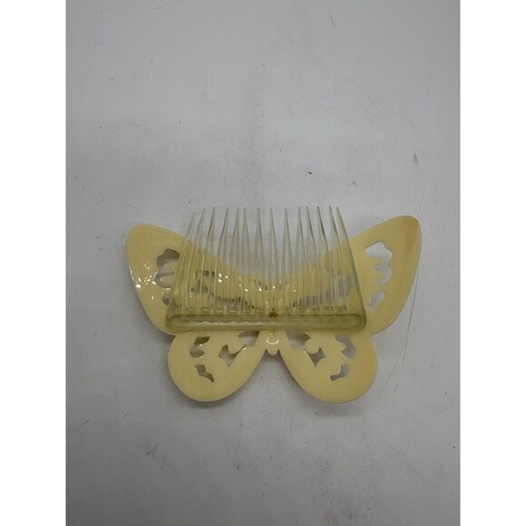 Vintage Small Butterfly Hair Side Comb Cream Plastic Styling Tool - Picture 2 of 3